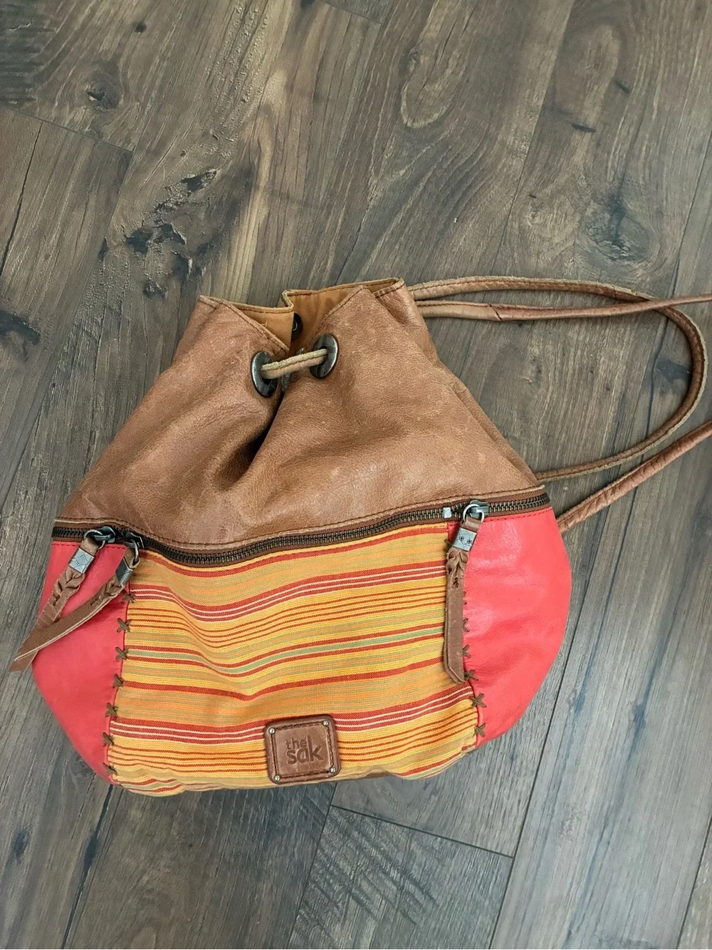 the sak Ventura Convertible Leather Backpack – Striped / Boho